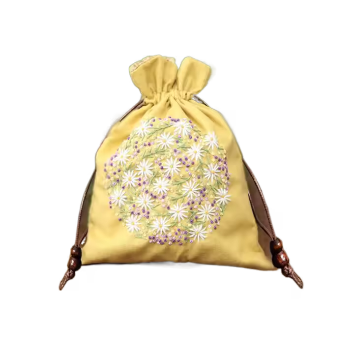 Bolsa con cordón bordado Floral, Kits de bricolaje, bolso colorido hecho a mano, conjunto de punto de cruz, conjunto de bordado cosido a mano para adultos - 1