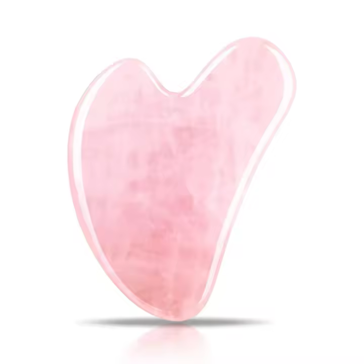 Gua Sha-herramienta Facial de cuarzo rosa para cara y ojo, piedra Gua Sha para reducción de hinchazón y esculpir Jawline - 1