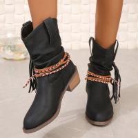 Nuevas botas de mujer de tubo medio pero cabeza redonda hasta la rodilla - details 5