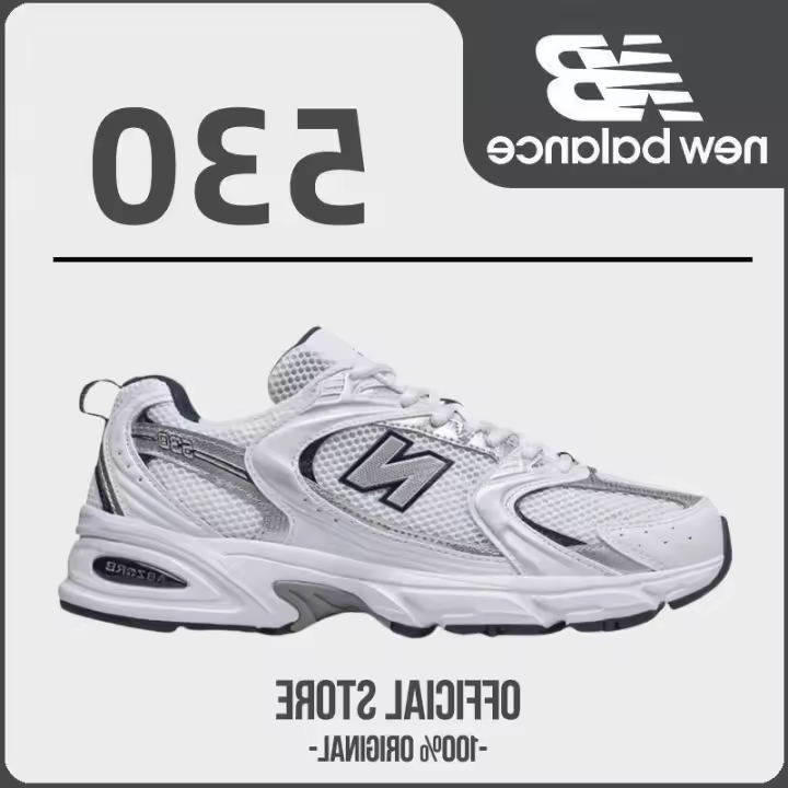 LETEN NB 530 Blanco sier clásico retro tela de malla cuero artificial absorción de golpes antideslizante desgaste transpirable casual pegatinas de pared - 1