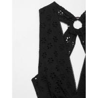 BUNO-vestido Midi a la moda con bordado negro y espalda descubierta con cremallera lateral, vestido Vintage sin mangas con cuello en V para mujer, vestidos elegantes para mujer - details 3