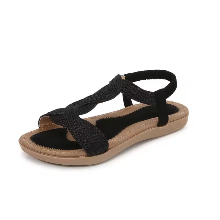 Sandalias de verano, nuevas sandalias de moda con diamantes de agua, informales, zapatos de mujer a la moda, planas, con cinturón elástico y punta cerrada, geniales. - 1