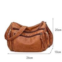 Bolso de piel lavada retro para mujer, bolso de hombro cruzado versátil de gran capacidad, cuero suave de PU - details 0