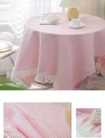 Mantel de rejilla tipo gofre con borde de borla, lino de algodón para uso doméstico y de camping, mantel rectangular circular para mesa central - details 18