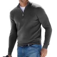 Nuevo jersey de manga larga para hombre, suéteres de Color sólido con media cremallera, suéter de punto con cuello en V, ropa de calle transpirable de gran tamaño para hombre - details 4