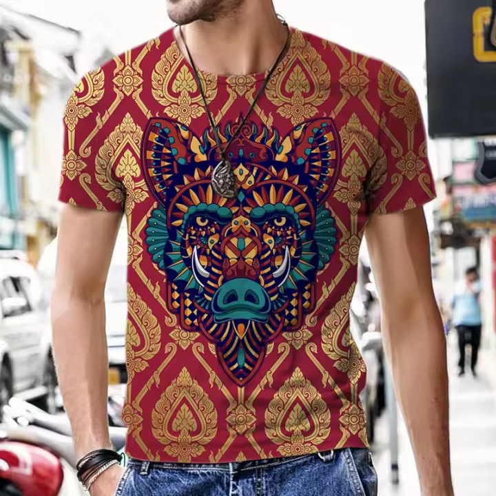 2025 Camiseta 3d de manga corta para hombre, ropa de moda de manga larga, ropa de Color - 1