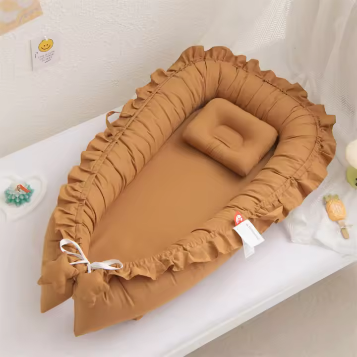 Cuna Nido Bebé Recién Nacido 100% Algodón Fácil de Lavar y Transpirable - Cuna Portátil Para Bebé 85x50cm Alfombra de Juego Plegable para Bebés - 1