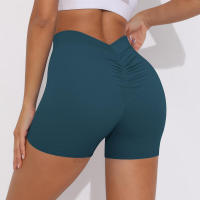 Pantalones cortos de Color sólido para mujer, pantalones cortos deportivos elásticos de cintura alta para Fitness, glúteos color melocotón, pantalones de Yoga para correr - details 11
