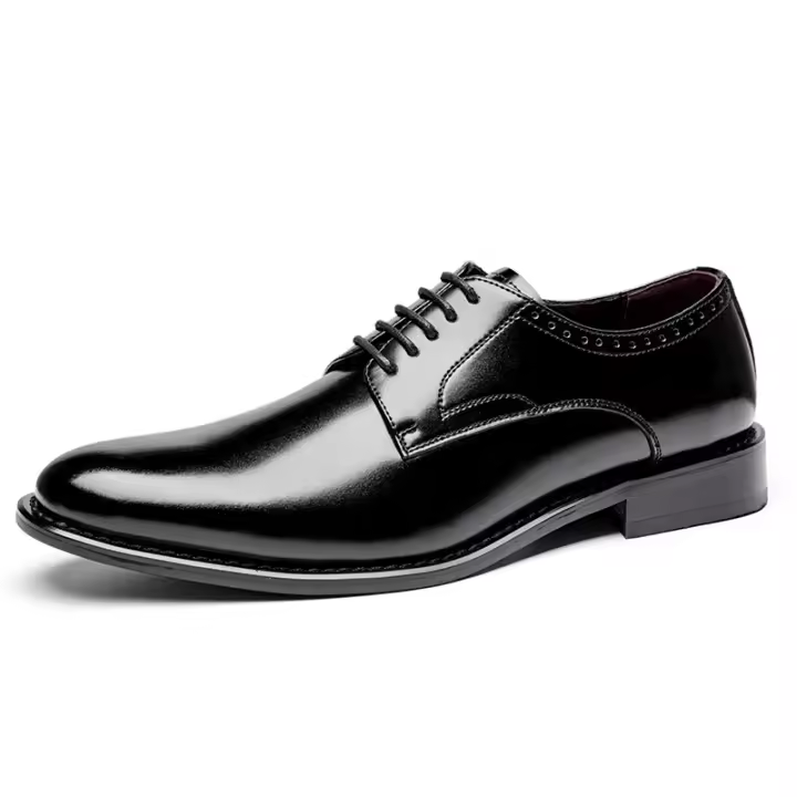 Zapatos de cuero para hombres, cuero genuino para hombres, estilo británico, zapatos sencillos y lisos para hombres. - 1