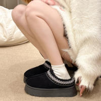 Botas de nieve de piel integrada 2 zapatos de algodón cálido de lana bolsa cabeza media arrastre zapatos de pelo - details 18