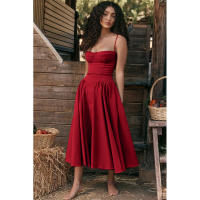 Vestido Largo Vintage de Verano 2025 Estilo de Corte Real con Cuello de Corazón Dulce - details 99