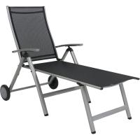 Silla de Jardín Plegable Monza, Silla Abatible de Aluminio y Textileno, Sillón de Balcón Respaldo Reclinable con 8 Posiciones, Plateado/Negro - details 14