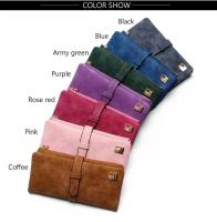 Cartera de cuero nobuk con cordón para mujer, Cartera de diseño largo con cremallera, dos pliegues, más colores, gran oferta, 20 - details 3