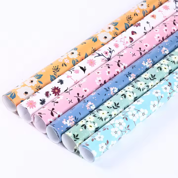 Papel de regalo Floral pequeño, 6 patrones de colores, paquete de 6 unidades - 1