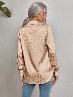 Blusa De Seda Casual Leopardo Para Mujer Camisa De Oficina Con Botones Manga Larga Ajustable Estilo Elegante Tops Blusas - details 12