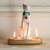 Estatua de Gato Egipcio Vintage Figura de Gato diosa de Resina para Decoración del Hogar Portavelas - details 1