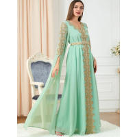 Vestido Abaya de Manga Súper Larga con Bordado para Mujeres de Dubái, Talla Grande - details 7