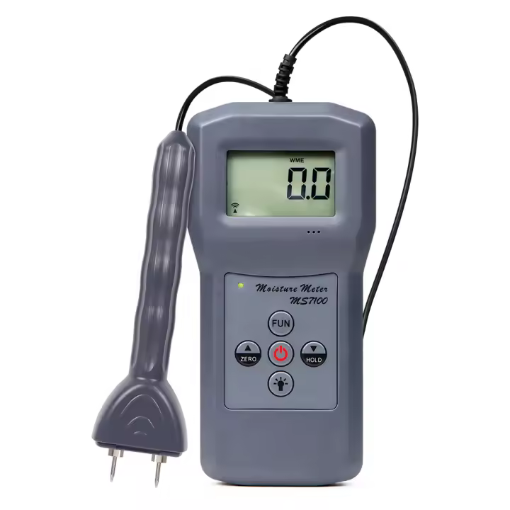 Probador de humedad de madera portátil MS7100 MS7100TS, higrómetro LCD, medidor de humedad de piel de madera 0-80%, Detector de humedad para madera de Bambú - 1