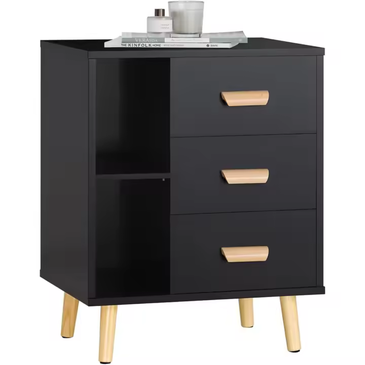 Auxiliares Mesita de Noche con 3 Cajones Mesa para Salón Comedor con 2 Estantes 48 x 40 x 60 cm Gris ES - 1