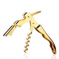 Abridor de botellas de vino tinto de acero inoxidable, sacacorchos chapado en oro, doble bisagra, camareros, llave de vino, abrebotellas, accesorios de cocina - details 1