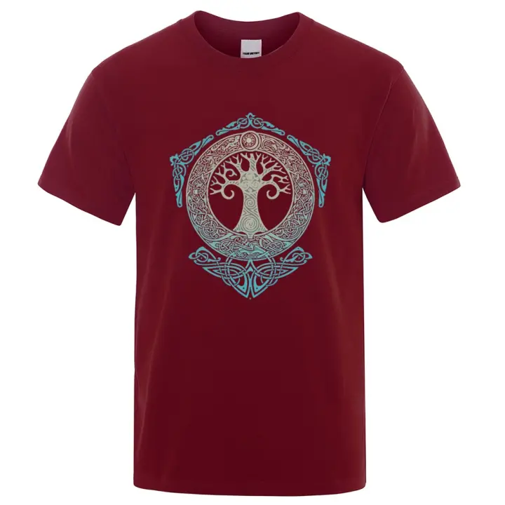 Camiseta Yggdrasil con Diseño de Árbol del Mundo Ropa de Moda de Verano para Hombres con Estampado de Mitología Nórdica - 1