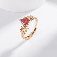 Anillo de diamantes con forma de rama de árbol y corazón de granada roja, estilo francés. - details 3