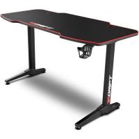 Mesa Gaming con Tablero con Acabado en Fibra de Carbono Cubierto por una Alfombrilla Full Size, Soporte para Tazas y Auriculares, Patas Regulables, Color Negro - details 13