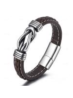 Pulsera De Acero Inoxidable Para Hombres Con Cordón De Cuero Tejido a Mano Joyería Masculina Regalos Estilo Europeo Y Americano - details 0