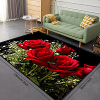 Alfombra De Piso Moderna De Cocina, Patrón De Rosa, Antideslizante, Colorida, Para Interior, 1 unidad - details 0