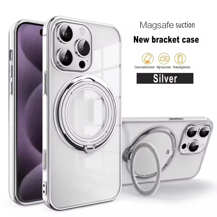 Funda Antigolpes de TPU Transparente con Soporte para iP 16, 15, 14, 13, 12 Pro Max - 1
