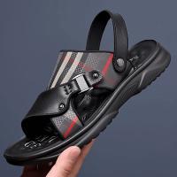 Sandalias de Playa de Cuero Vacuno de Primera Calidad para Hombre Sandalias de Dos Usos de Verano Acolchadas de Látex Suave - details 3