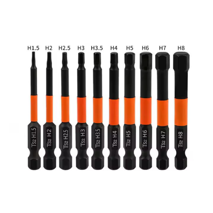 10 Uds. Punta de destornillador hexagonal Imperial/métrica, cabeza de destornillador neumático de cambio rápido magnético, acero de aleación de alta dureza - 1