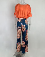 Conjunto informal de moda para mujer, pantalones de pierna ancha estampados con cuello en V, temperamento, nuevo estilo, otoño 2025 - details 10