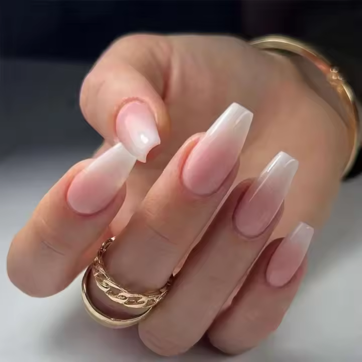 Uñas protésicas de ballet francés, parche acabado, impermeable, 24 piezas, blanco degradado - 1