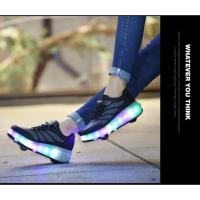 Zapatillas luminosas de dos ruedas con carga USB 2025, zapatos de patín con luz Led para niños, zapatillas de deporte para niños - details 18