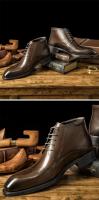 Zapatos con cordones transpirables de corte alto para hombre, botas de cuero italiano para hombre, zapatos - details 5