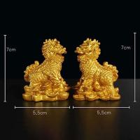 Estatua de la bestia del Dios Qilin, Fengshui Kylin Chi-lin Qilin de cobre chino, para decoración del hogar, 1 par - details 13