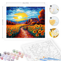 RUOPOTY Pintura al estilo abstracto con números Sunflowers y el sol paisaje imagen para adultos Decoración de pared DIY casa material lona - details 3
