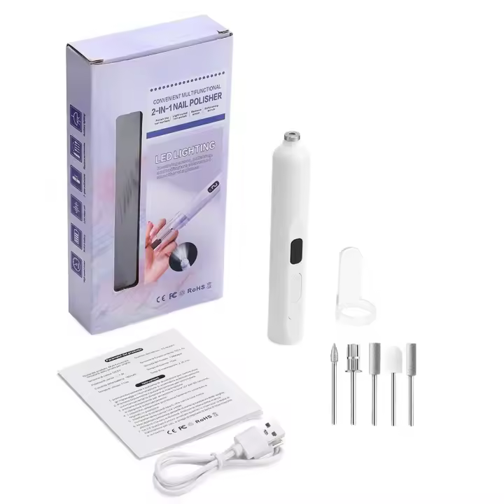 Juego de amoladora, taladro eléctrico inalámbrico con 5 cabezales de pulido, pulidor de uñas, kit de herramientas de belleza para manicura y pedicura - 1