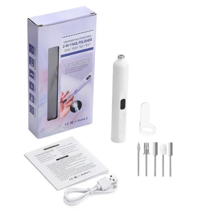 Juego de amoladora, taladro eléctrico inalámbrico con 5 cabezales de pulido, pulidor de uñas, kit de herramientas de belleza para manicura y pedicura - 1