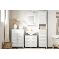 Armario para baño Alto Mueble Columna de Baño Estanterías de Baño con 2 Puertas y 1 Cajón Blanco - details 29