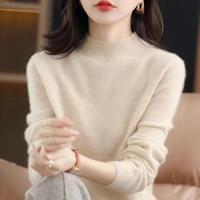 Suéter de punto con cuello medio alto para mujer, jersey de manga larga, versátil, talla grande 4XL, Otoño e Invierno - details 3