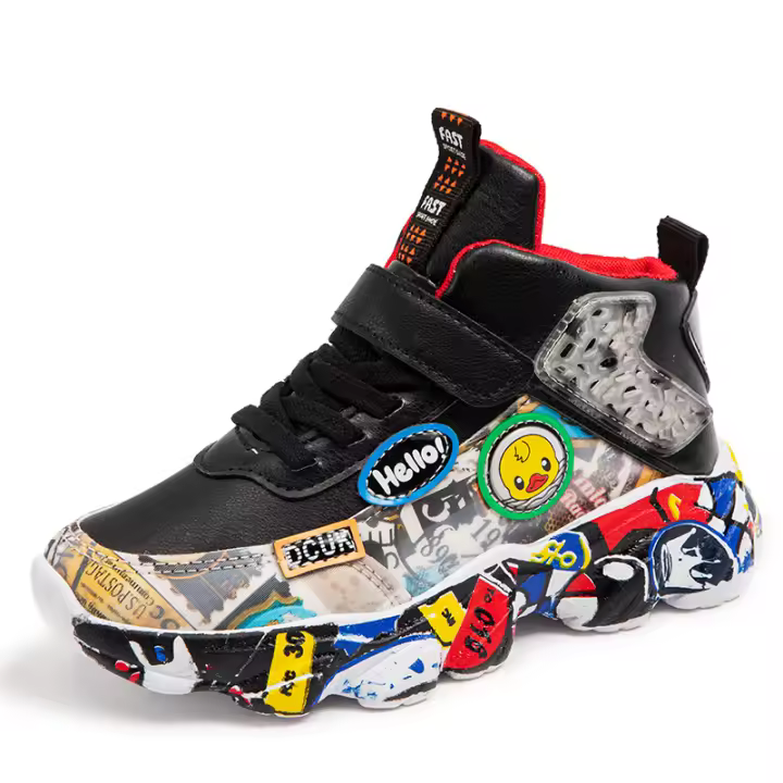 Zapatillas de deporte de alta calidad para niños y niñas, zapatos informales para correr, zapatillas de tenis deportivas de cuero con dibujos animados, a la moda - 1
