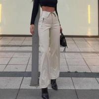 BUNO-pantalones ajustados de cuero PU con cremallera para mujer, ropa de calle informal Y2K para fiesta, pantalones de pierna recta de cintura alta, pantalones elegantes góticos 2025 - details 6