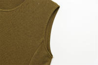 Vestido midi de sarga sin mangas con temperamento de moda para Mujer - details 1