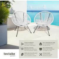 Conjunto de 2 Sillas Jardín Exterior Estilo Acapulco, Conjunto Sillas Terraza de Acero, Resistente a Intemperie, Hilos de Polietileno y Topes en Patas, Hasta 120kg, Interior/Exterior - negro - details 17