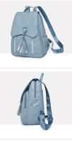 Mochila de piel sintética para mujer, con borla Bolso pequeño, informal, vintage, rosa, azul y negro - details 23