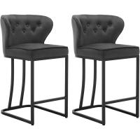 Juego de 2S Taburetes de Cocina Altos Estilo Bar con Resaldo y Reposapiés - details 0