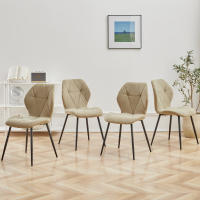 EGOONM-Sillas de comedor tapizadas de tela de lino acolchadas, patas de Metal para balcón, restaurante y comedor, 4 unidades - details 1