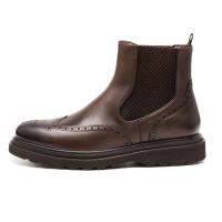Botas de moda Chelsea hechas a mano para hombre, zapatos de vestir de cuero, estilo británico de cabeza redonda, Otoño/Invierno - details 4